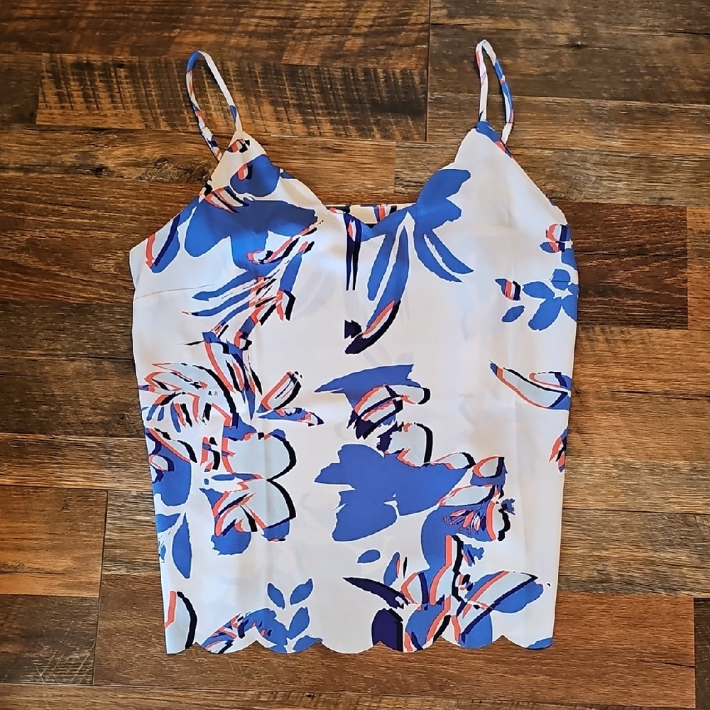 Floral Blue and White Women's Top